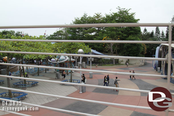 Here is the view from the Tomorrowland elevated section.  It looks better in person your eyes block out the bars a bit better where as the camera seemed to highlight them.