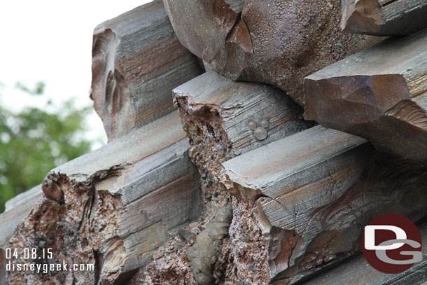 A hidden Mickey in the rock work of Space Mountain.