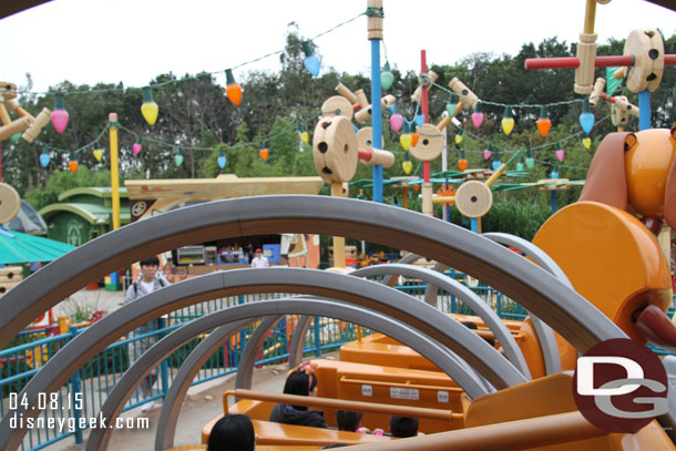 On board the Slinky Dog Spin.