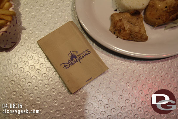 Wanted to note they have napkins with the resort logo on them still unlike we have here in the states now.