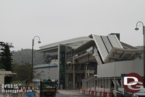 They are building an entranceway that goes over the street.  For now you have to walk around.