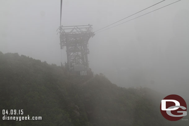 Most of the rest of the ride was in the fog.  Here we are approaching a tower.