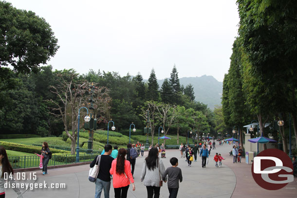 Walking up the parade route toward Fantasyland.