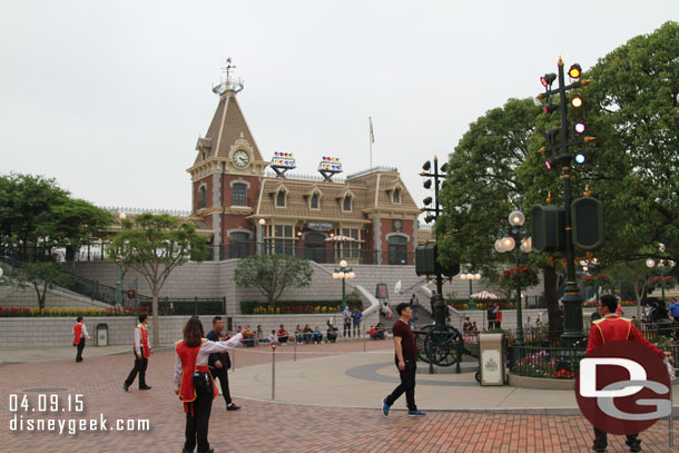 Because of the stop very few guests line Town Square.