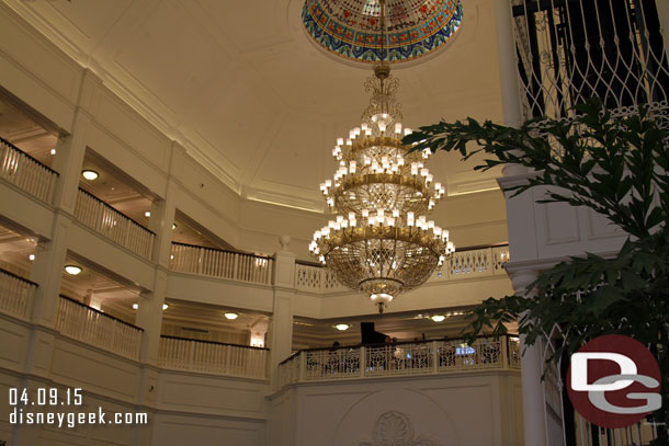 Looking up from the lower level.