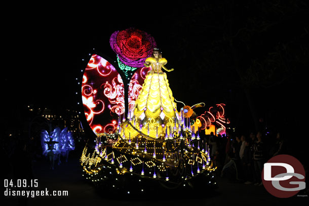 Belle is on the float representing the princesses