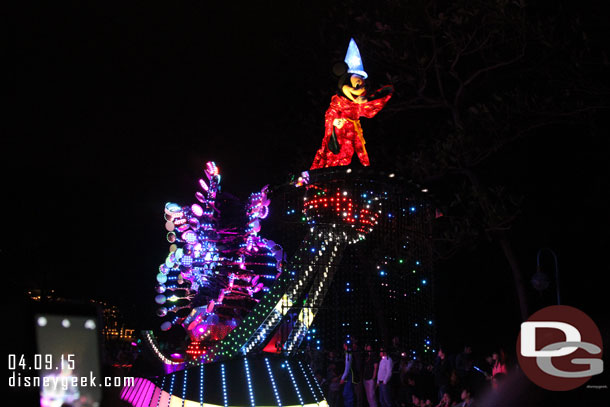 Sorcerer Mickey is the finale.  Not sure what his float is besides a lot of lights though.