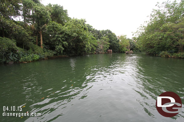 Looking up river at the elephant bathing pool