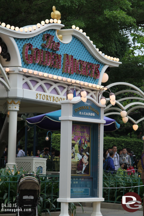 This section features a visit to the Storybook Theater for a performance of the Golden Mickeys