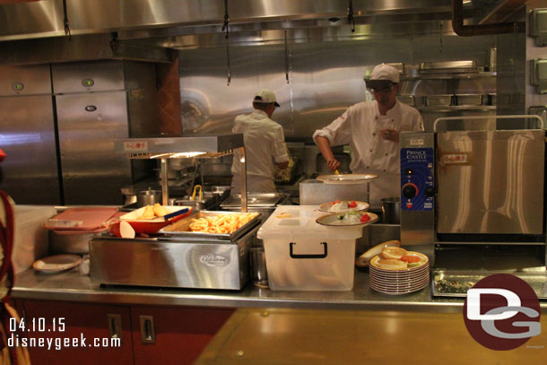 A look back into the Grill kitchen area.