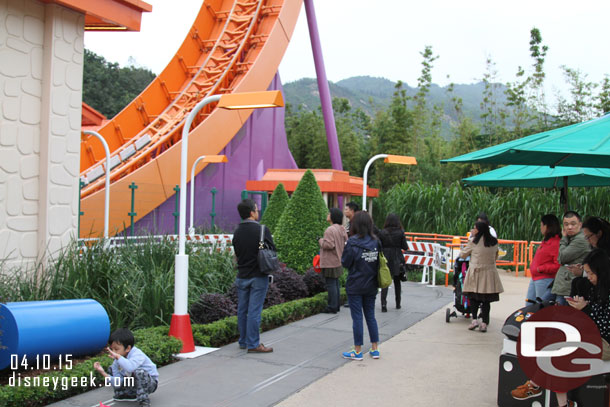 A viewing area to wait for those that are riding or just to watch.