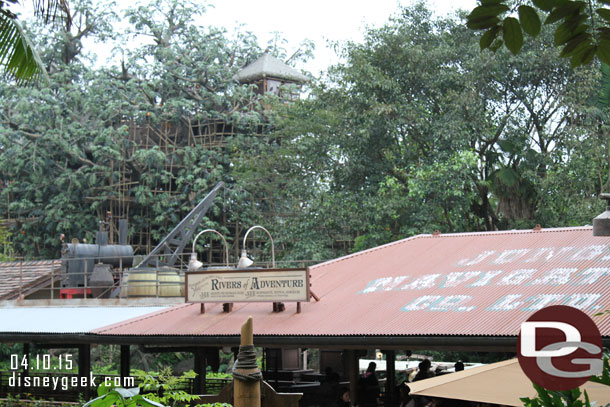 Tarzans Treehouse beyond the Jungle Cruise building.