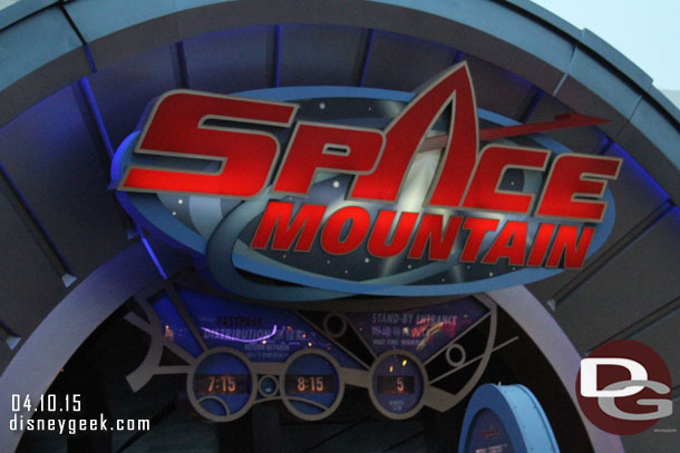 Space Mountain was a walk on this evening.