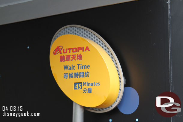 During our days in Hong Kong Disneyland the Autopia consistently had the longest wait times.