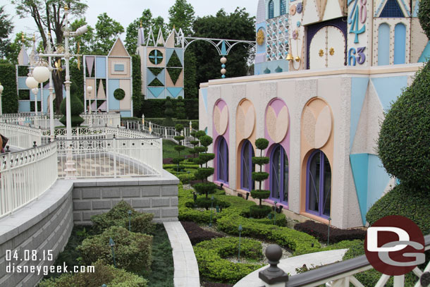 The boats stay inside the building, so outside is a garden.