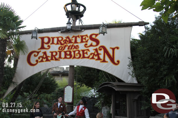 Pirates of the Caribbean is here.  I will revisit later.. for now trying to see some of the park before the sun sets.