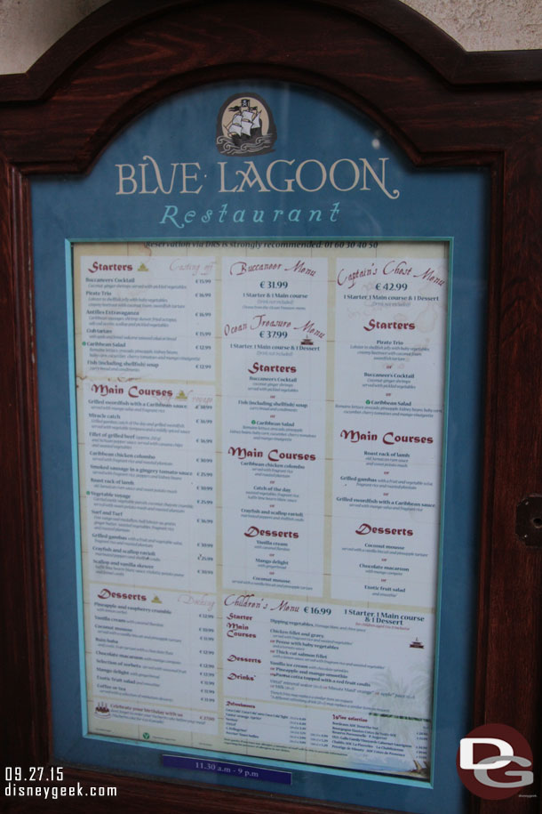 A quick look at the menu.