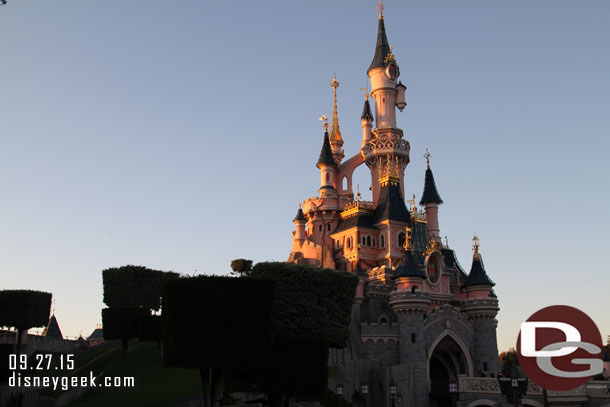 Sleeping Beauty Castle right next to me as the sun was setting.