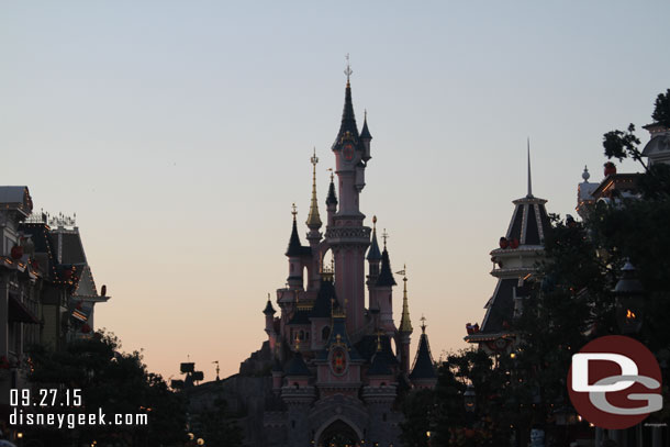 Paused to take a picture of Sleeping Beauty Castle as the sun was just about set.
