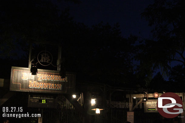 Walking by Big Thunder.  Not much of a wait this evening.