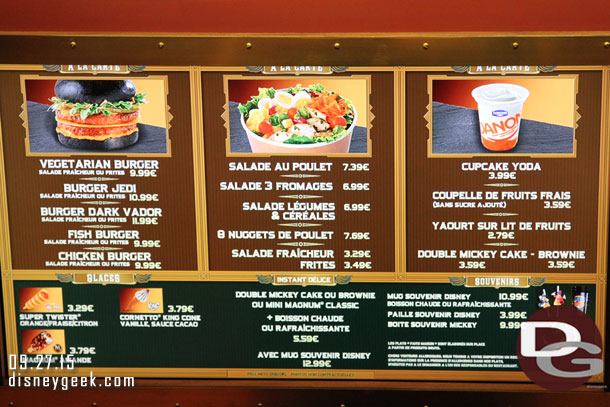 The menu