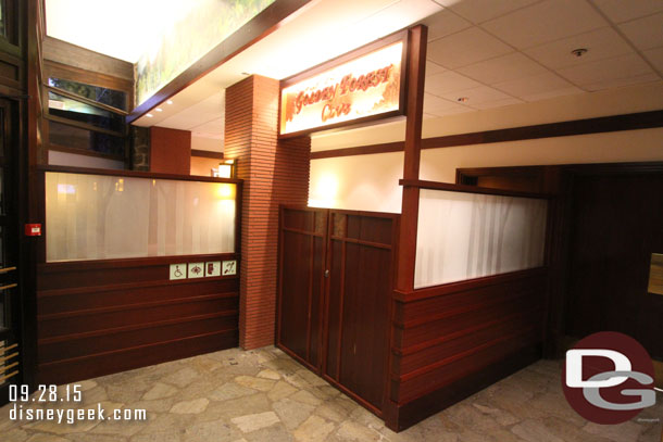 The Golden Forest Club check in area.  Behind the wall are two desks where you can check in or ask questions throughout your stay.  The Cast Members were very pleasant to interact with and willing to make calls to find answers (we kept stumping them).