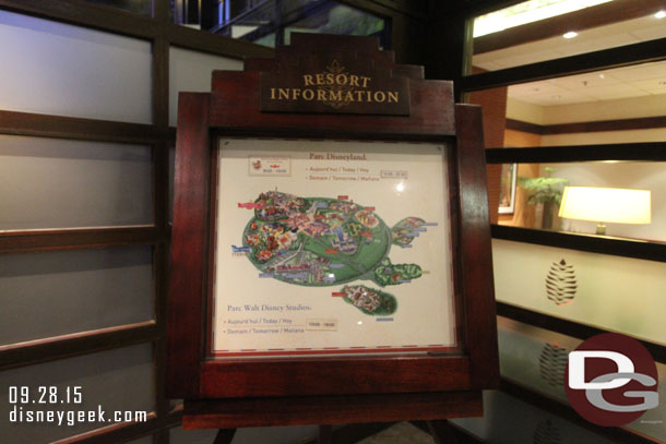 A Disneyland Paris Resort map near the entrance/exit.