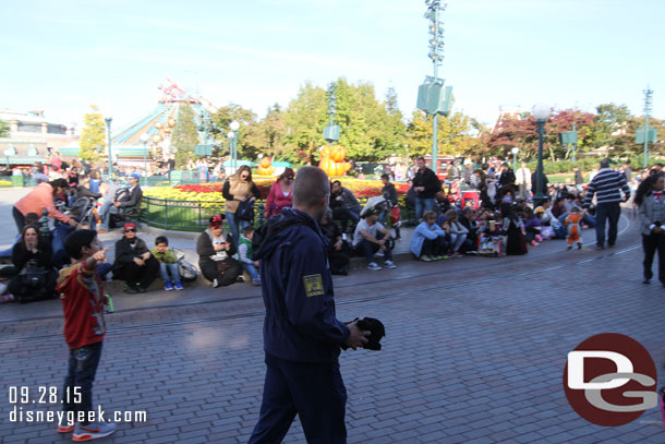 This cast member had a costume from the Studios on.  Seemed odd to be working parade crowd control at Disneyland.
