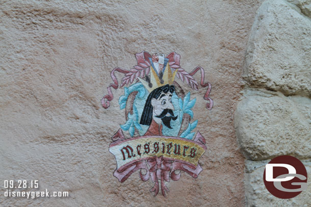 After the parade went in search of dinner.. which was frustrating due to so much closing before the parade!   Here is a random picture of a restroom sign in Fantasyland though.