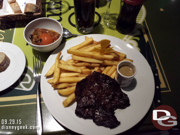 I had the grilled steak with fries.