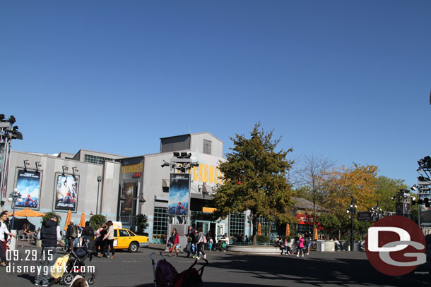 Exiting.  The Spider-Man Meet and Greet is back in the trees next to the Blockbuster Cafe.