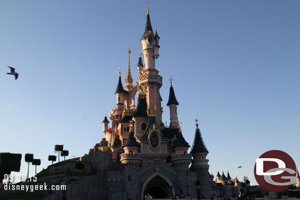 Sleeping Beauty Castle as the sun was setting this evening.