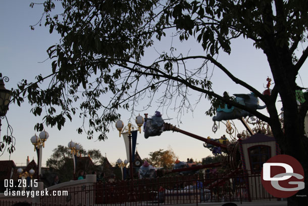 Dumbo soaring above the trees