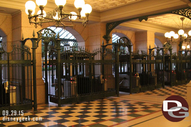 Entrance turnstiles not in use. They had 2 open only.