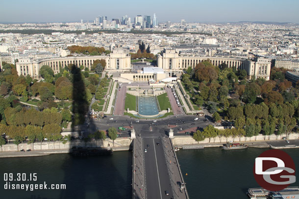 Where we started the morning Palais de Chaillot with the shadow of the tower.