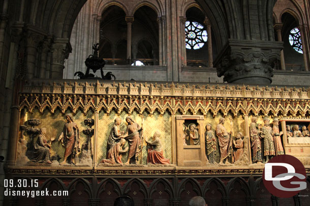 The south choir screen.  It features nine panels showing the appearances of the risen Christ. 