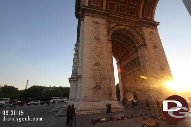 Our original plan was to go up to the top of the arc and watch the sunset and lights come on.  But we had enough stairs and decided instead to look around then head to another vantage point to see the lights.