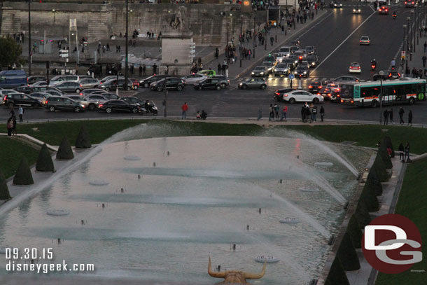 The fountains were on this evening.. they were not this morning.