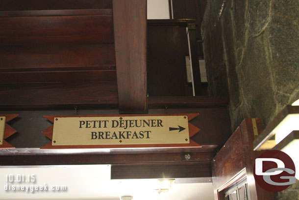 Downstairs on the ground level are the two dining choices.  Here are the directional signs.