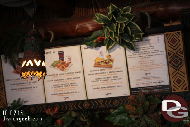The menu