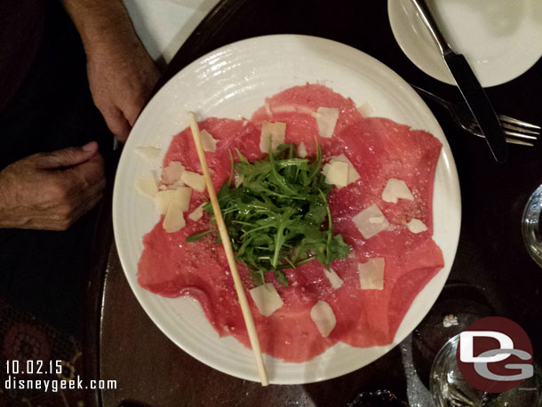 Beef Carpaccio with chopped hazelnuts (this was from the Cowboy Menu or the one that was included on our Plus package).