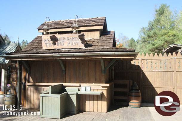 This area was used for the Frozen festivities over the summer.  Some elements remain like the trading post.