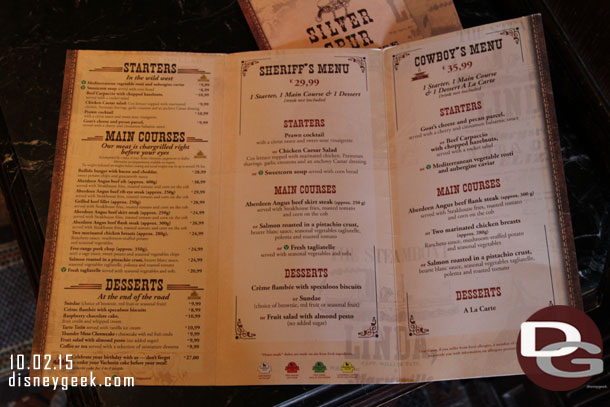 A look at the menu