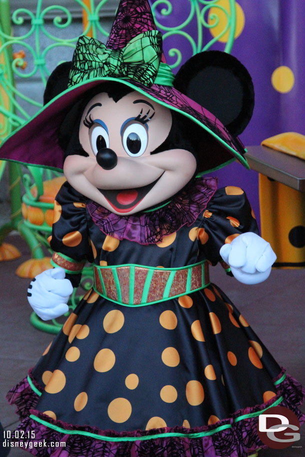 Minnie in her Halloween costume.