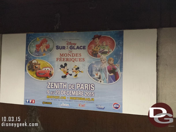 We missed the RER by a few minutes and had to wait 20 minutes for the next train.  While waiting found this Disney ad.