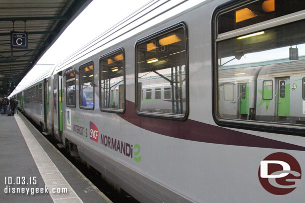 Walking by our train in Caen