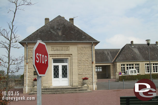 Driving through a small town.