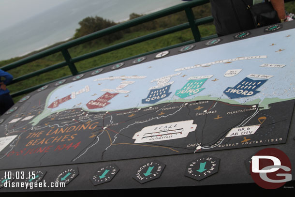 There is an overlook to the English Channel and a map showing the sectors