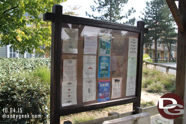 An announcement board near the bus stop.