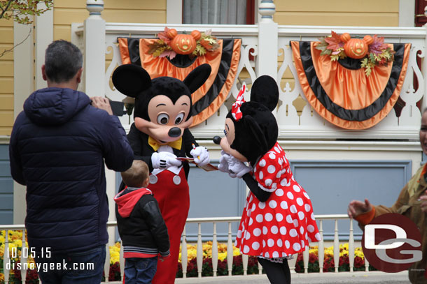 Mickey and Minnie were out greeting guests